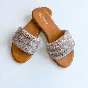 Forever  Brown Sandals with Silver Embellishments